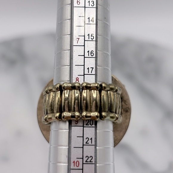 Chunky Antique Gold Tone Round Crystal Costume Ring with Stretch Band - Picture 4 of 4